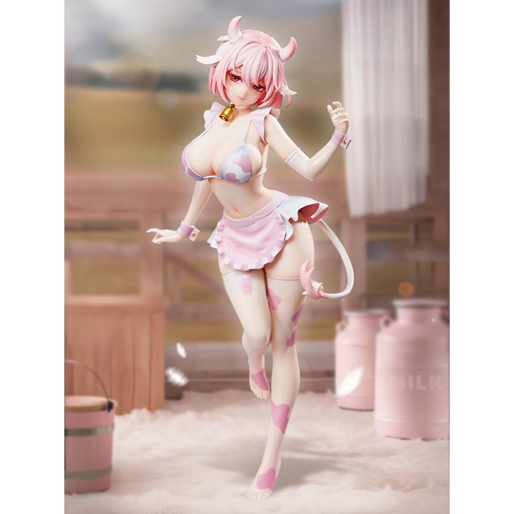 Anime Milk Girls Figure Black and White Sakura Pink Action Figure Girl PVC Model Desktop Ornaments Milkgirls Figurine Toy Gifts