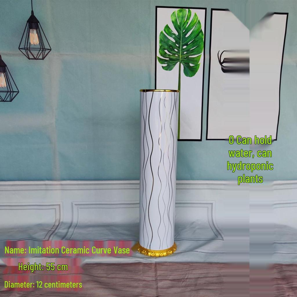 Nordic Large Resin Rattan Vase for Dried Flowers - Ceramic Look, Iron Art Floor Decoration.