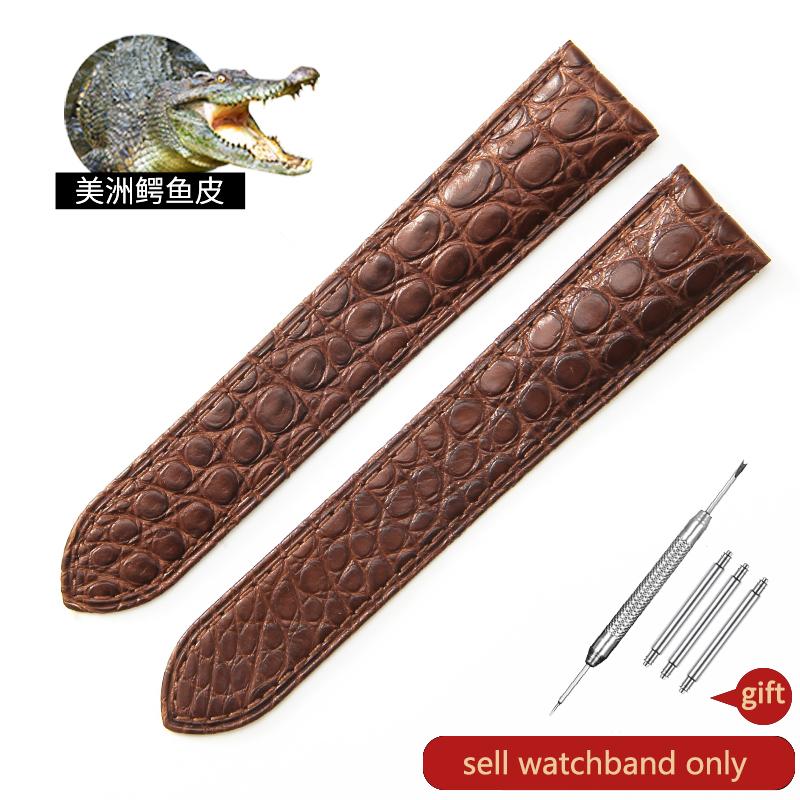 Waterproof Sweatproof Dainty Genuine Leather Watch Strap for Cartier Tank Solo Series Crocodile Watchband 17 22 25mm Balck Brown