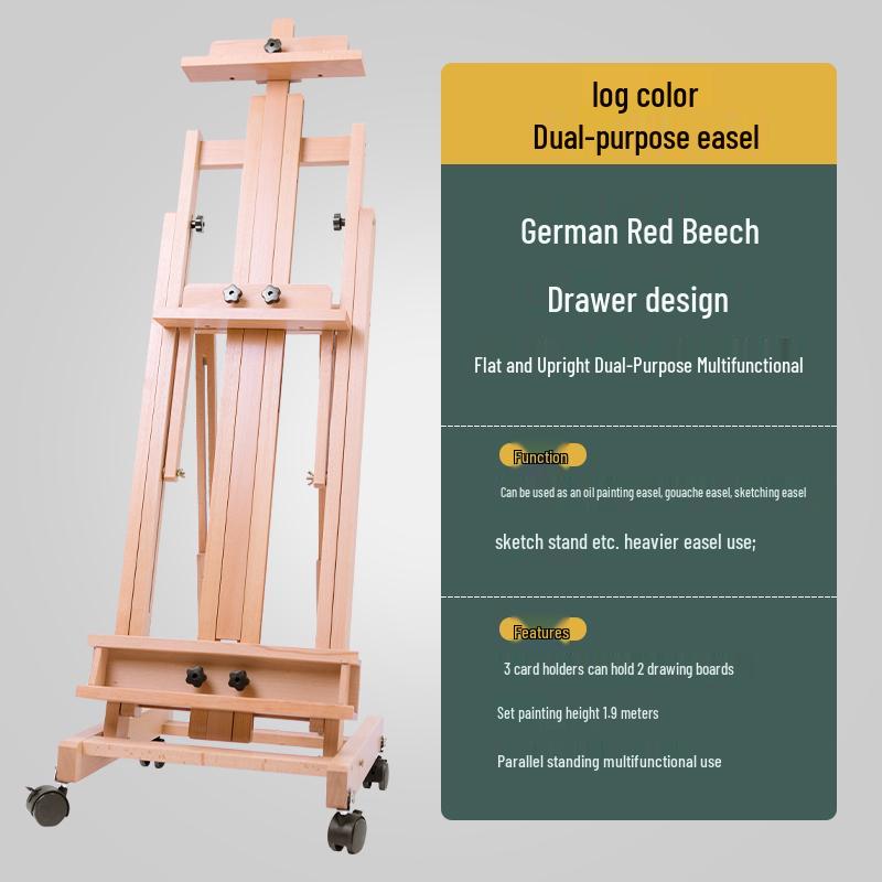 Beechwood Dual-Purpose Flat & Upright Easel with Solid Wood Drawer