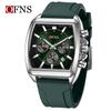 Herren Square Chronograph Armbanduhren Silikon-/Netzarmband, Luxuriöse Stilvolle Analoge Uhr für Arbeit & Streetwear