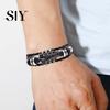 Guitar Cuff Braided Bracelet Zinc Alloy Adjustable Buckle Manual Woven Rock Music Bangle Faux Leather 3-layered Punk Retro Wrist Jewelry Shape