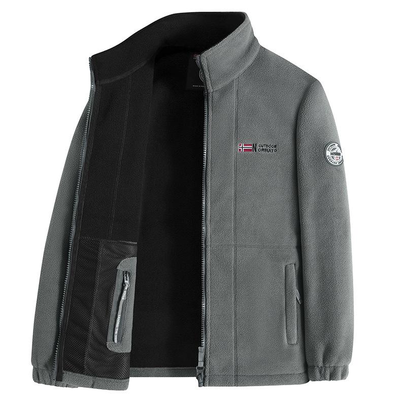 High-Quality Thickened Norwegian Stand Collar Embroidered Fleece Cotton Winter Jacket