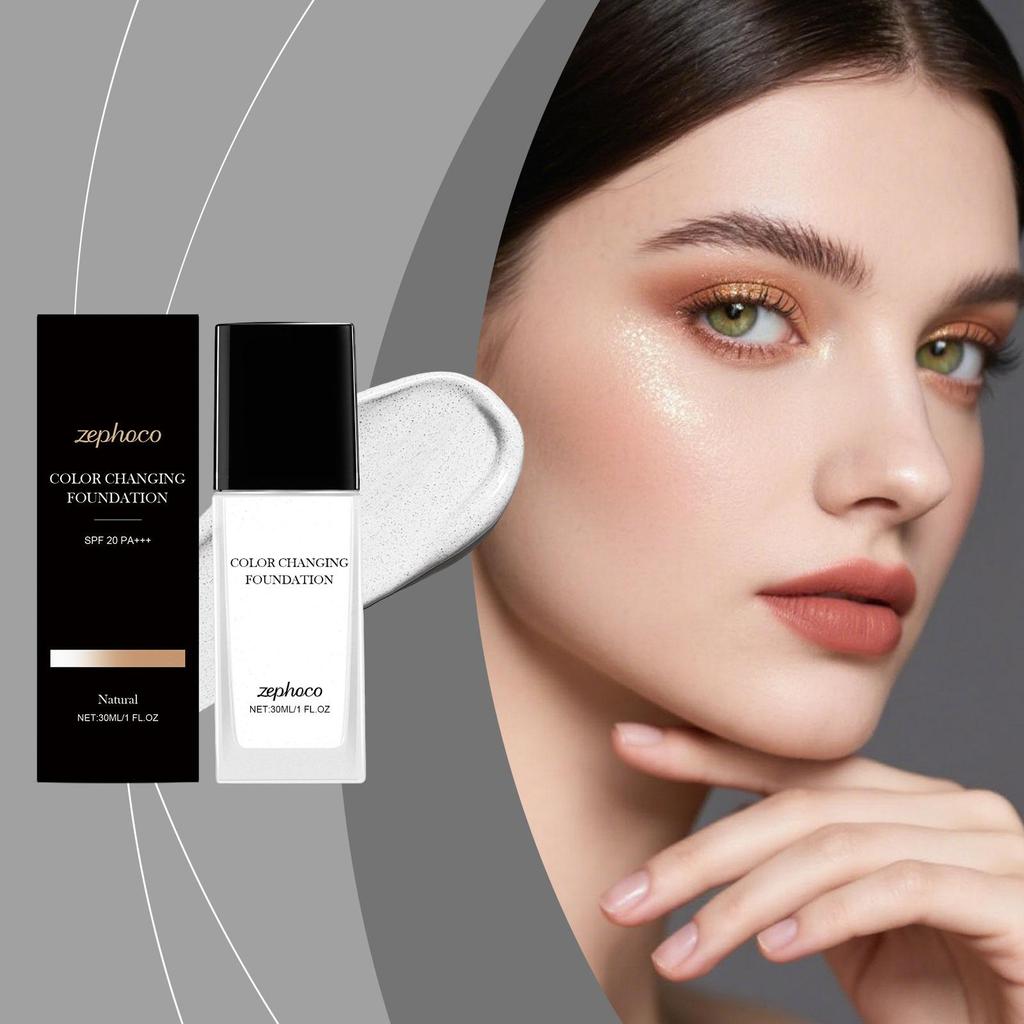 Zephoco Natural Color Changing Foundation Lightweight Sheer To Medium Coverage Hydrating Face Makeup For Daily Use 30ML