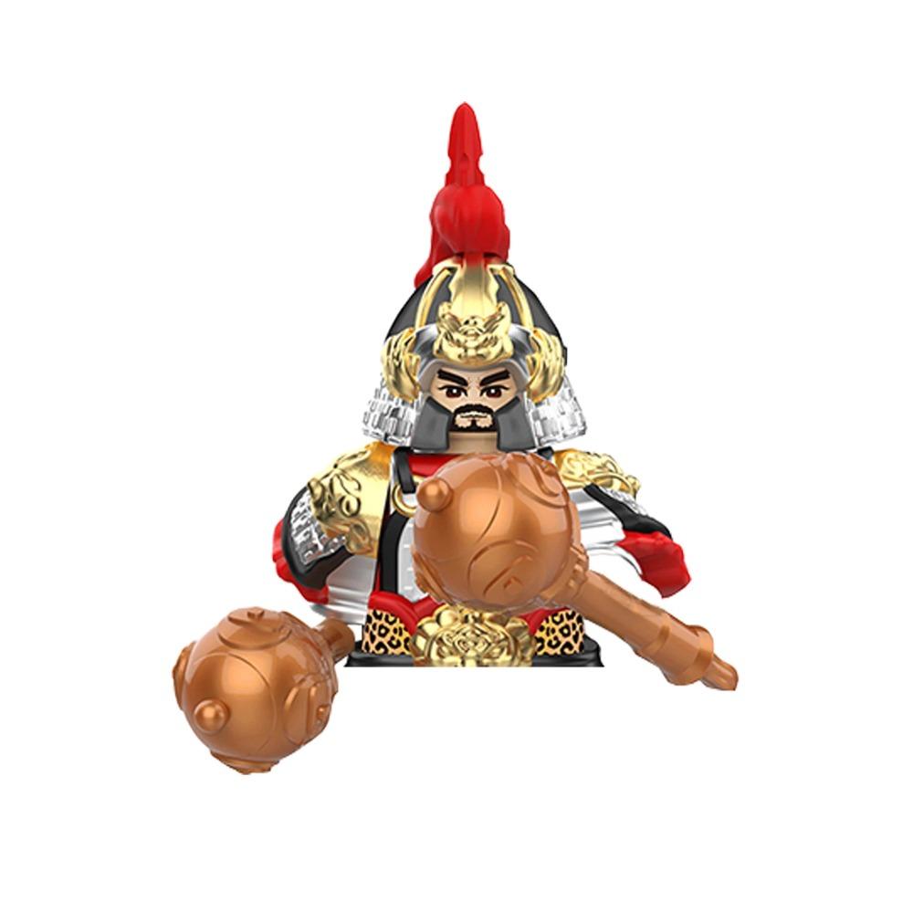 1pcs Ancient Chinese Hero Yue Fei General Military Armor Soldier Action Figures Building Block Sword Helmet DIY Brick Toy Gift