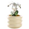 Cream Style Round Ceramic Flower Pot with Tray