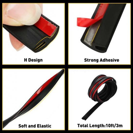10FT Car Door Rubber Edge Trim Guard Molding Seal Strip Scratch Protect Sunroof