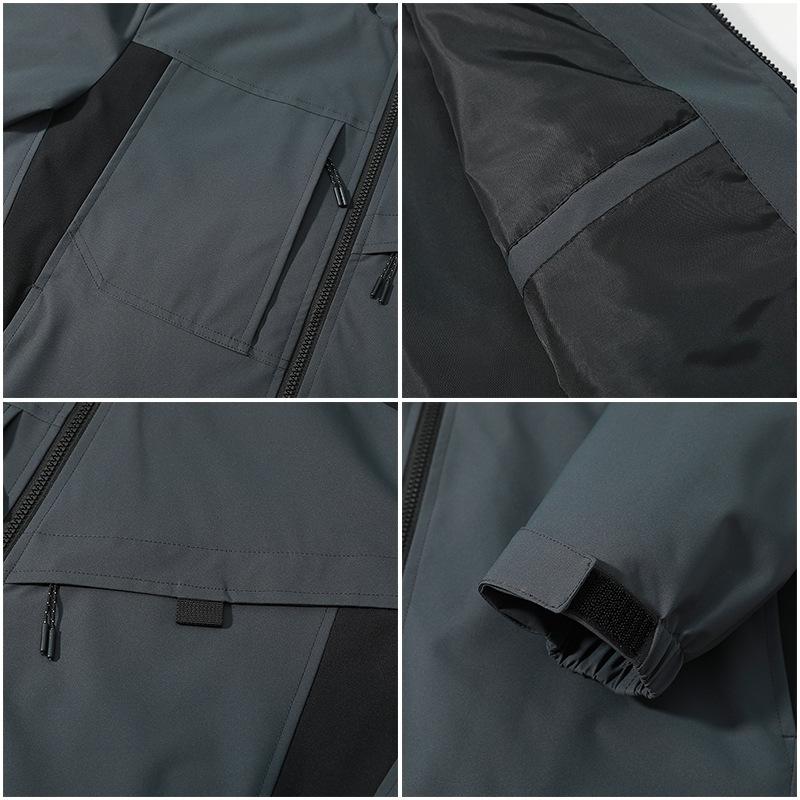 Outdoor Hooded Charging Clothes Men's Tooling Jackets, Spring and Autumn Men's and Women's Windproof and Waterproof Hiking Suits