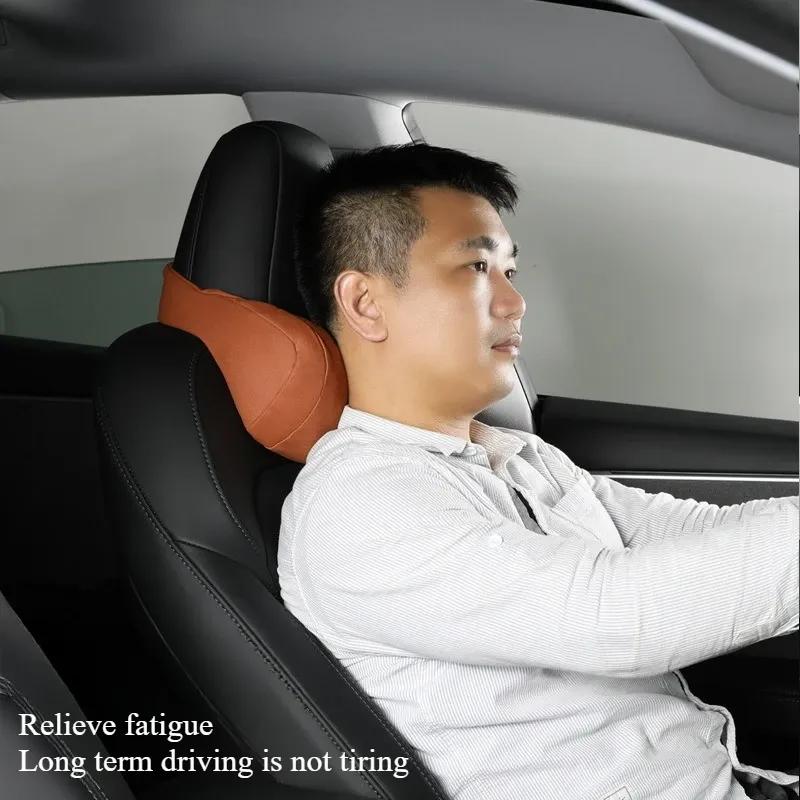 For Tesla Model 3 Y X S Neck Pillow Headrest Pillow Suede Seat Headrest Cushion Auto Seat Head Support New ModelY Accessories