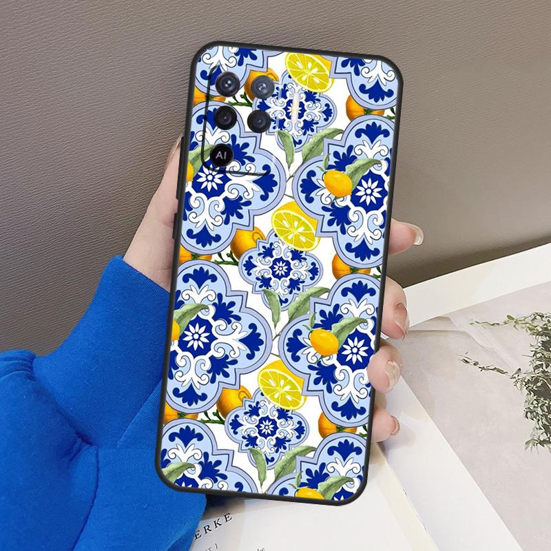 Mediterranean Lemon Case For Oppo A94 A74 A54 A80 A60 A40 A18 A38 A58 A78 A98 A96 A76 A16 A15 A17 A57 A77 A5 Pro