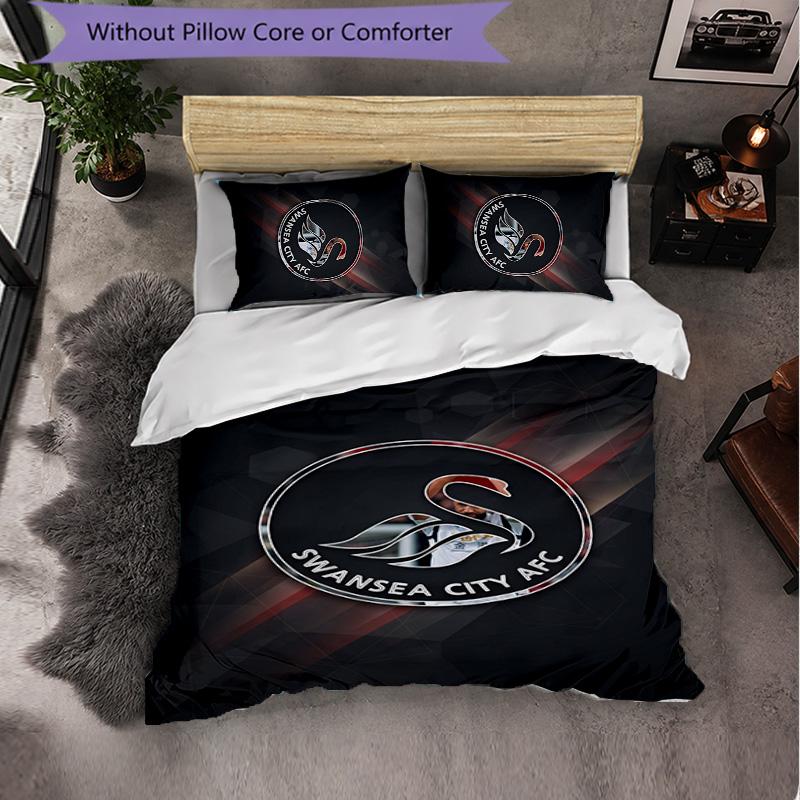 Biancheria da letto a tema Swansea City Set 3 Pezzi Copripiumino Biancheria da letto Decorativa Per Stanza Adolescenti Decorazione Casa