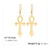 Dawapara Antike Ägyptische Symbol Ohrringe Auge des Horus und Ankh Kreuz Hieroglyphisches Ideogramm Schutz Amulett Edelstahl