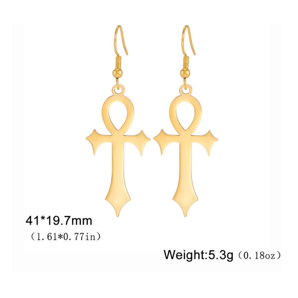 Dawapara Antike Ägyptische Symbol Ohrringe Auge des Horus und Ankh Kreuz Hieroglyphisches Ideogramm Schutz Amulett Edelstahl