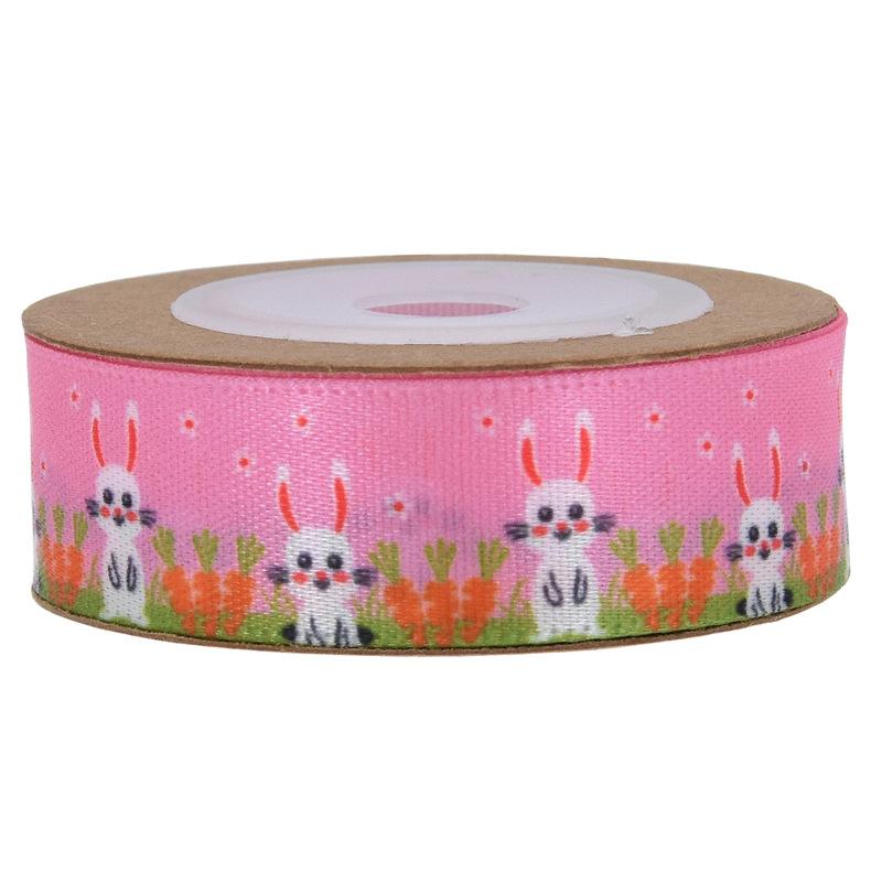 Nueva cinta con estampado de huevo de Pascua para envolver regalos, correa a cuadros, cinta decorativa con diseño de conejo y rábano