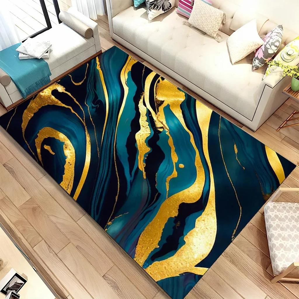 Colour Gold Nordic Marble Splendid Area Rug Large Carpet Marbling Rugs for Home Living Room Bedroom Decor Door Mat Floor Mats