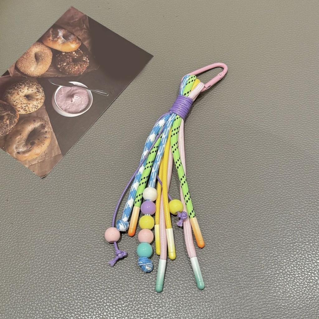 Hand Woven Colorful Keychain Decorative Hanging Pendant Key Holder with Unique Ethnic Charm for Keys Phones and Bags