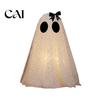 Halloween Party Table Centerpieces Ghost Decor, Spooky Sequin Mesh Fabric with Witch Hat/Bow, Soft Atmosphere Ornaments Small Standing Tabletop