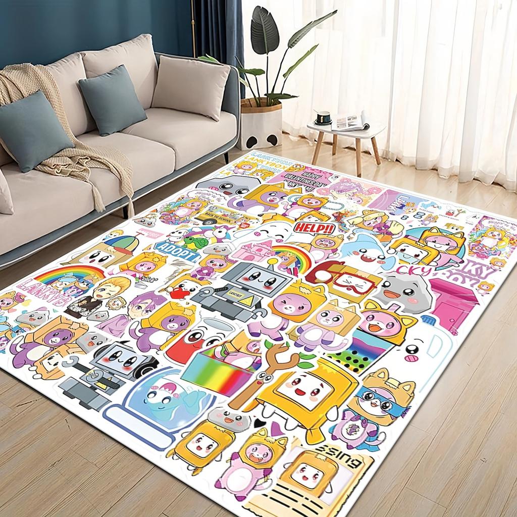 27 Style New Lankybox Boxy Foxy Rocky Cartoon Carpet Rug for Living Room Bedroom Home Sofa Decoration,kids Non-slip Floor Mat