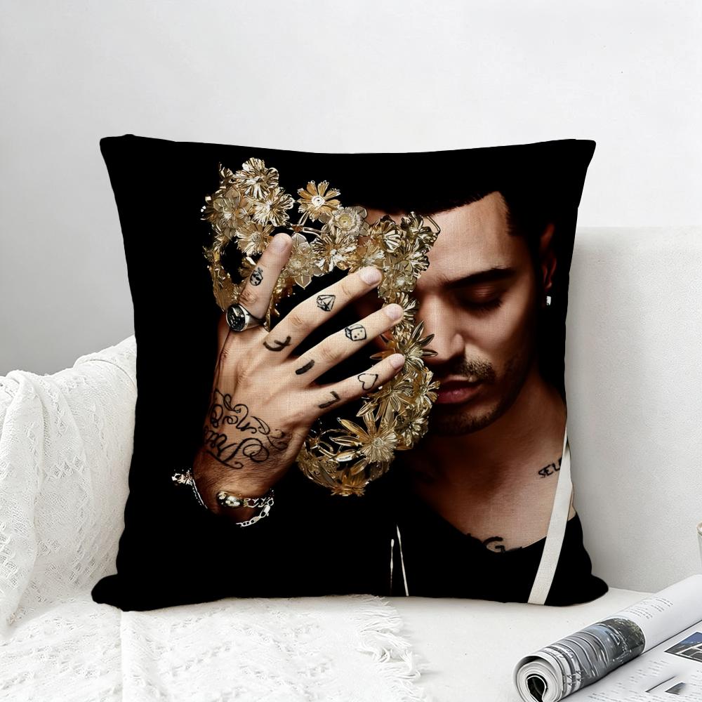 Rapper Marracash Cushion Cover Natural Linen Pillowcase Set AllinOne Decor for Sofa Bedroom  Chair