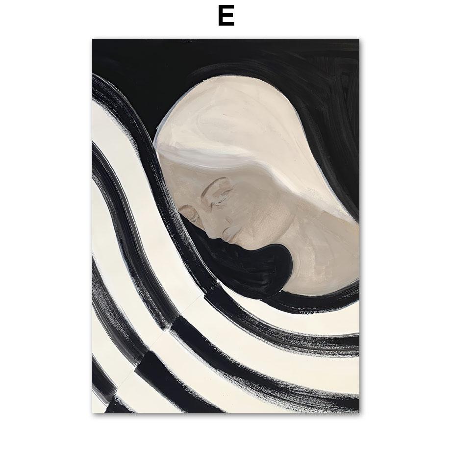 Abstrakt linje Geometrisk färgblock kurva nordiska affischer och tryck Väggkonst Canvasmålning Väggbilder för vardagsrumsinredning