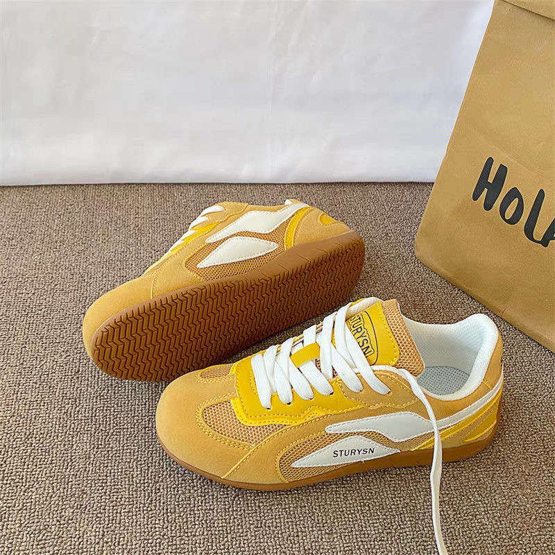 Freizeitschuhe mit weicher Sohle im Hongkong-Stil, Forrest Gump-Schuhe für Damen, Frühling und Herbst, gelb und weiß, deutsche Trainingsschuhe, Retro-Sport-Freizeit-Rennschuhe