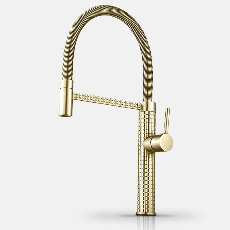 Waterway finely carved pull-out rotating cold and hot kitchen faucet