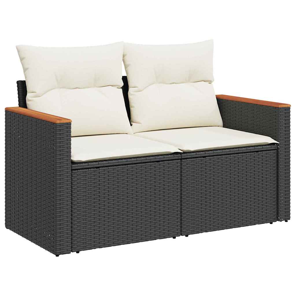 Garden Sofa Set with Cushions 10 pcs Black Poly Rattan