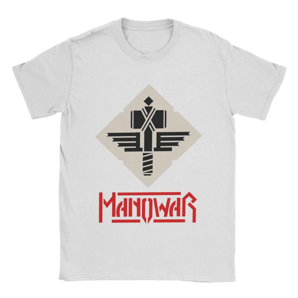 Herren T-Shirt Manowar Lässiges Reines Baumwoll T-Shirt Kurzarm T-Shirts O-Ausschnitt Tops 4XL 5XL