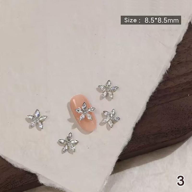 10Pcs DIY Decoration for Nails Craft Shiny Zircon Nail Art Rhinestones Flatback Gemstones Bowknot Flower Charms