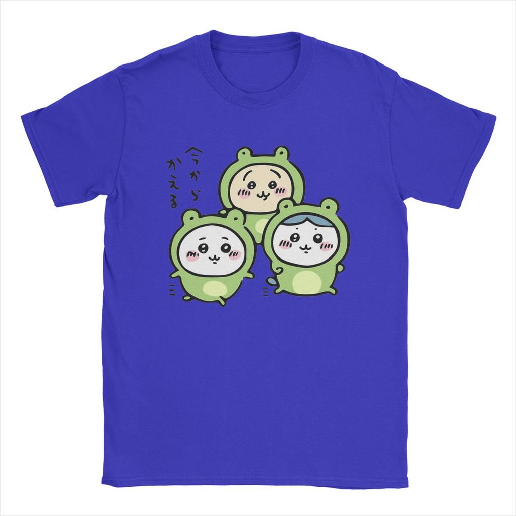 Men Chiikawa And Friends Frogs Hachiware Usagi T Shirt 100% Cotton Clothing Novelty Round Collar Tees Summer T-Shirt