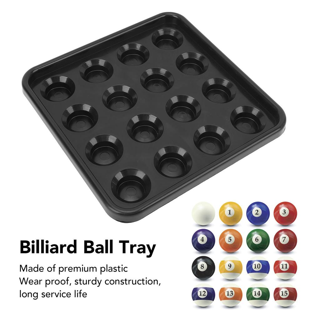 Pool Ball Carrying Tray for 16 Balls Plastic Billiard Ball Storage Tray Holder for Snooker Billiard Pool Table Black