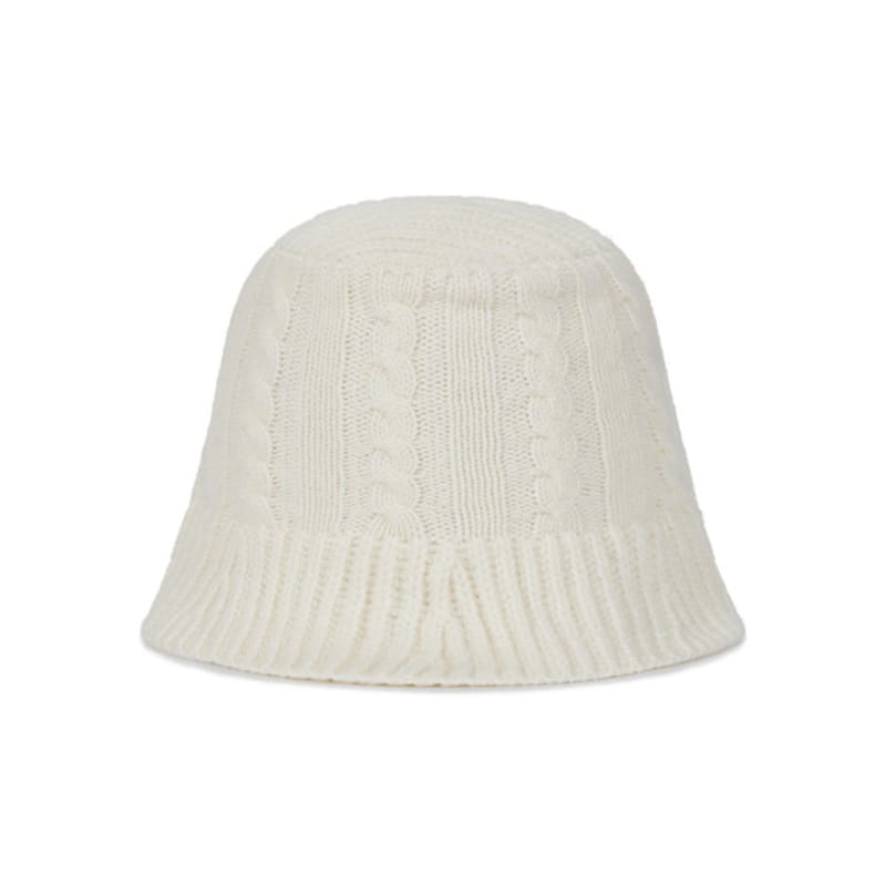 VARZAR VA Applique Cable Knit Bucket Hat Ivory
