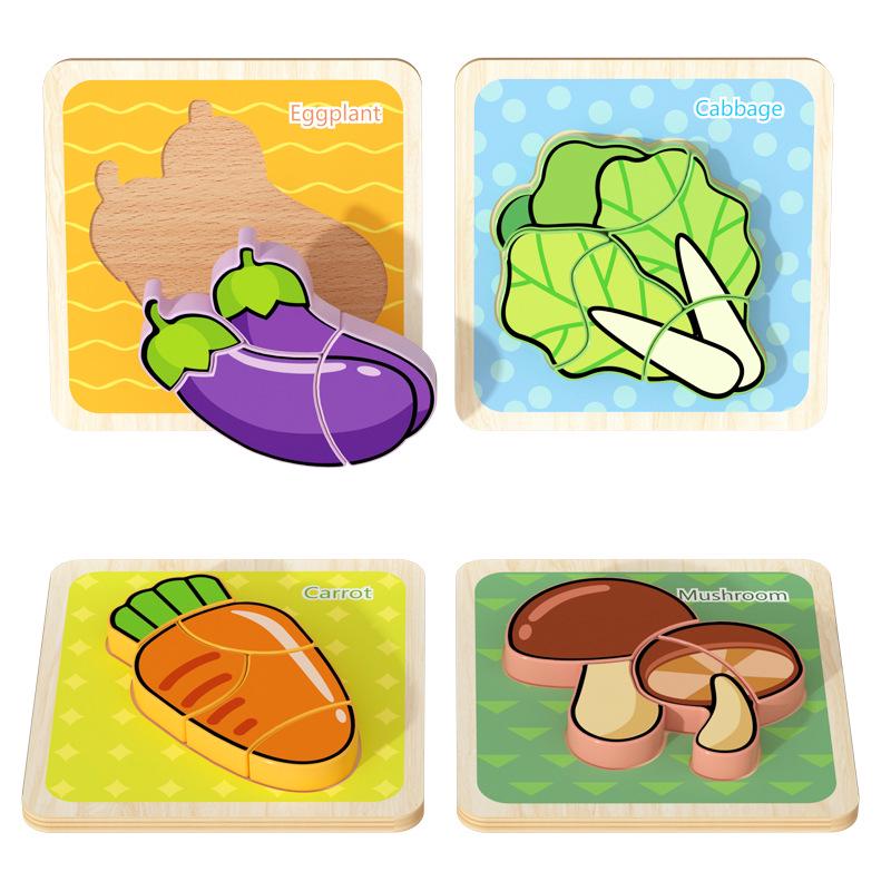 3D Wooden Cartoon Animal & Vehicle Jigsaw Puzzle - Educational Toy for Children's Early Learning