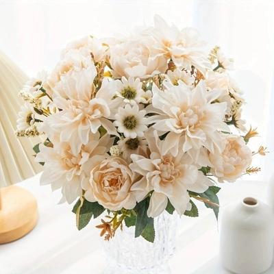 New Flower Arrangements Artificial Flowers Bridal Bouquet DIY Silk Dahlia Single Stem Colorful Simulated Dahlia Festival Decor