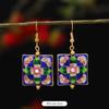 Chinese retro cloisonne enamel earrings female classical temperament simple flower earrings niche design earrings