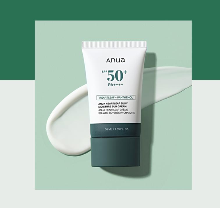 Anua Heartleaf Silky Moisture Sun Cream 50ml – Korean SPF50+ Calming Sunscreen for Sensitive Skin
