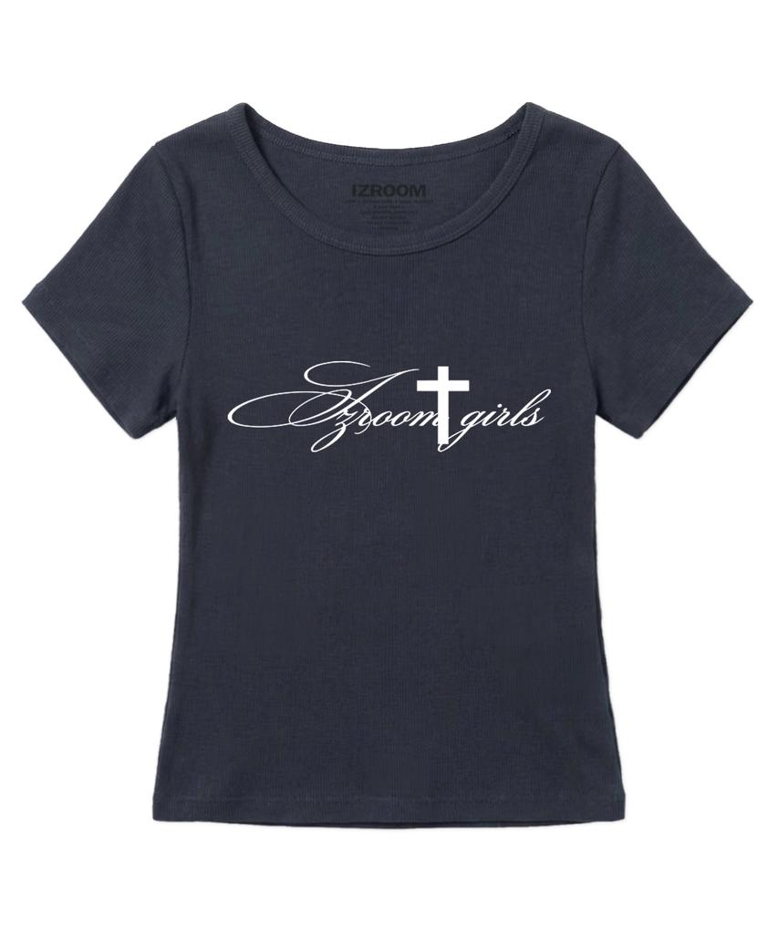Ijeulum Girls Slim Fit Short Sleeve T-Shirt (Blue Charcoal)