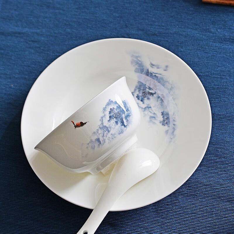 Tanghui Snow Mountain 14-Piece Chinese Bone China Dinnerware Set