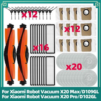 Kompatibel mit Xiaomi Saugroboter X20 Max/X20 Pro Ersatzteile Hauptbürste, Seitenbürste, HEPA-Filter, Wischmopp, Staubbeutel