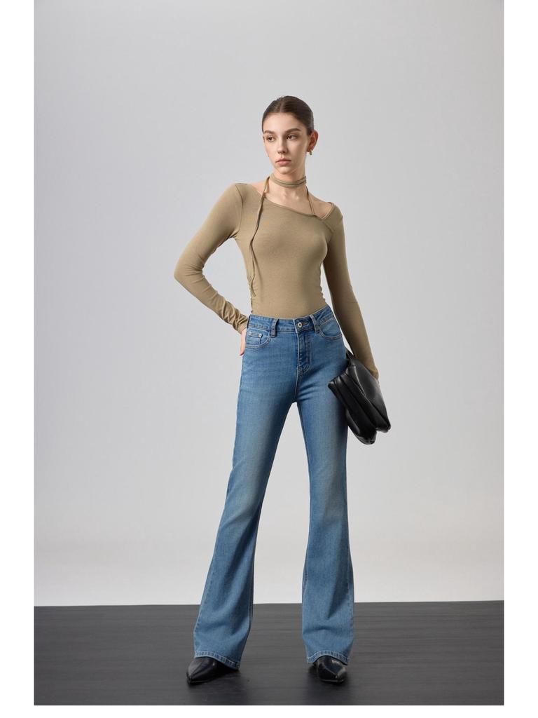 JOCORBEI High-Waisted Micro-Flare Jeans for Women: Retro Slimming, Hip-Lifting Style - Spring 2026 New Arrival