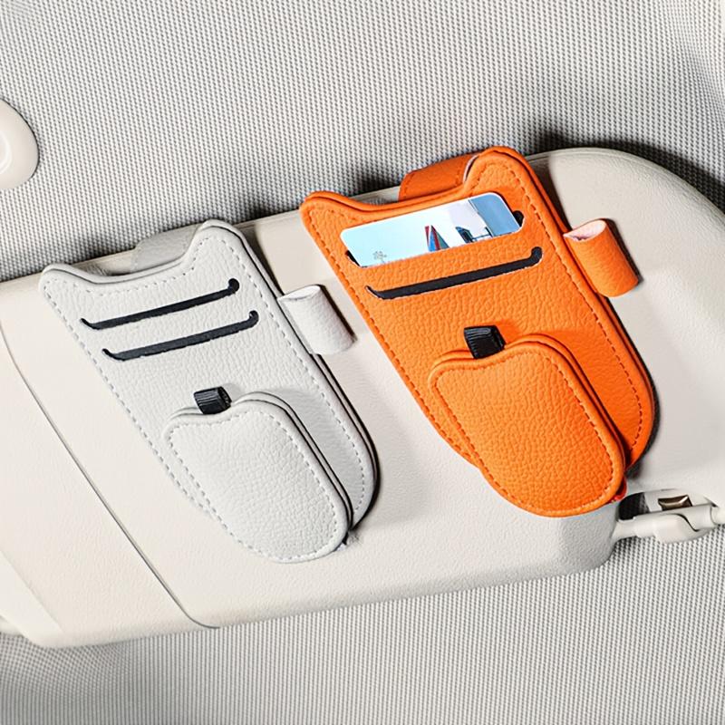 Car Sun Visor Glasses Case Holder Sunglasses PU Clip Ticket Card Multifunction Portable Clips Auto Interior Accessories