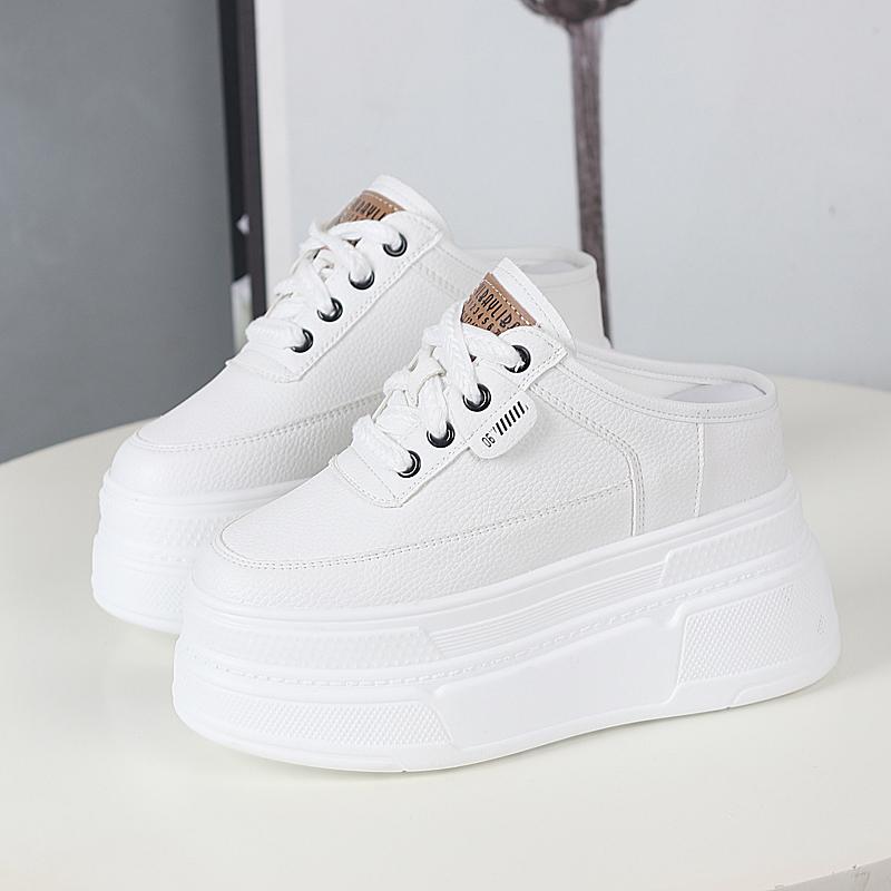 Fashion 12CM Patent Synthetic Leather Platform Wedge Casual Pumps Chunky Heels High Brand Summer Slipper Fashion Sandals Shoes