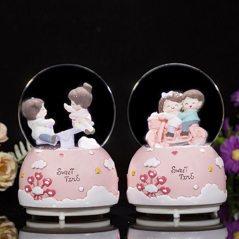 Seesaw Crystal Childrens Ball Light Up Music Box Resin Nightlight Cell Button