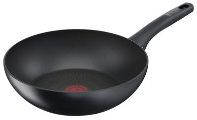 Tefal Pot 28cm Deep Wok IH Compatible with Gas Fires No Harmful Substances Such As PFOA Hard Titanium Unlimited Wok Black G26519 Stir-Fry Non-stick