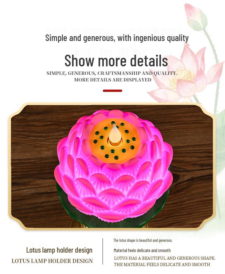 LED Lotus Flame Lamp: Floating Candle Holder with Plug-in/Battery Options, Ideal for Home or Buddha Offerings