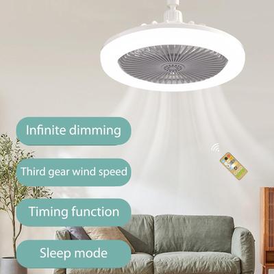 Fan Chandelier E27 Light Holder Ceiling Fan Lights with Remote Control Mute Dimmable Timing 3-blade for Living Room Study