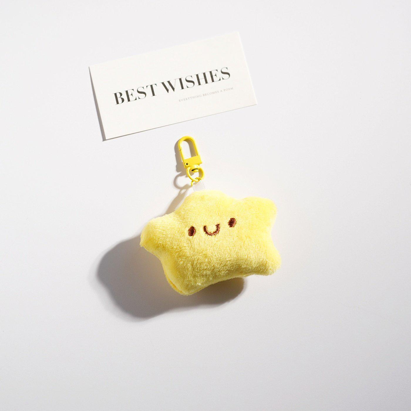Yellow Cartoon Star Plush Keychain: Cute Gift for Couples & Friends