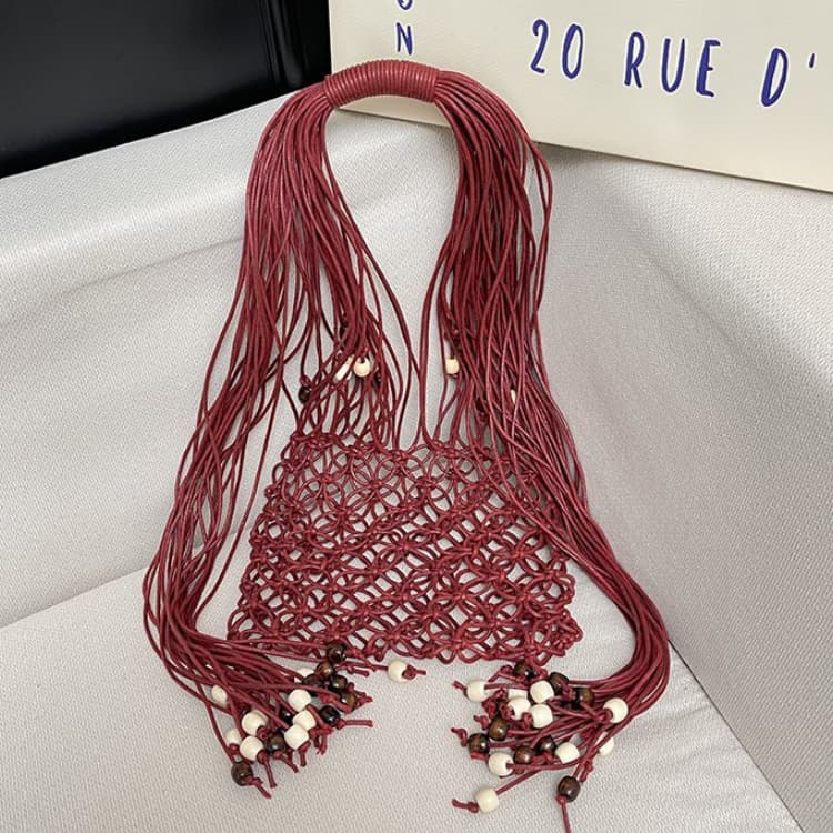 Hand-woven Tassel Mesh Bag Women s Handbag