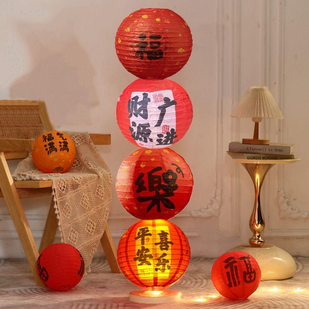 Round Festival Lantern Mid Autumn Chinese Style Lantern Hanging Paper Lamp  Indoor Outdoor