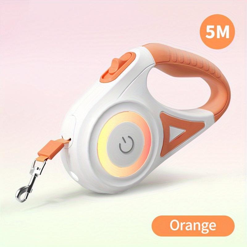 

16ft Retractable Dog Leash with LED Flashlight - Hands-Free, One-Button Brake & Lock, Durable Nylon for Nighttime Walks & Runs, Handsfree Leash 1pc 5m оранжевый